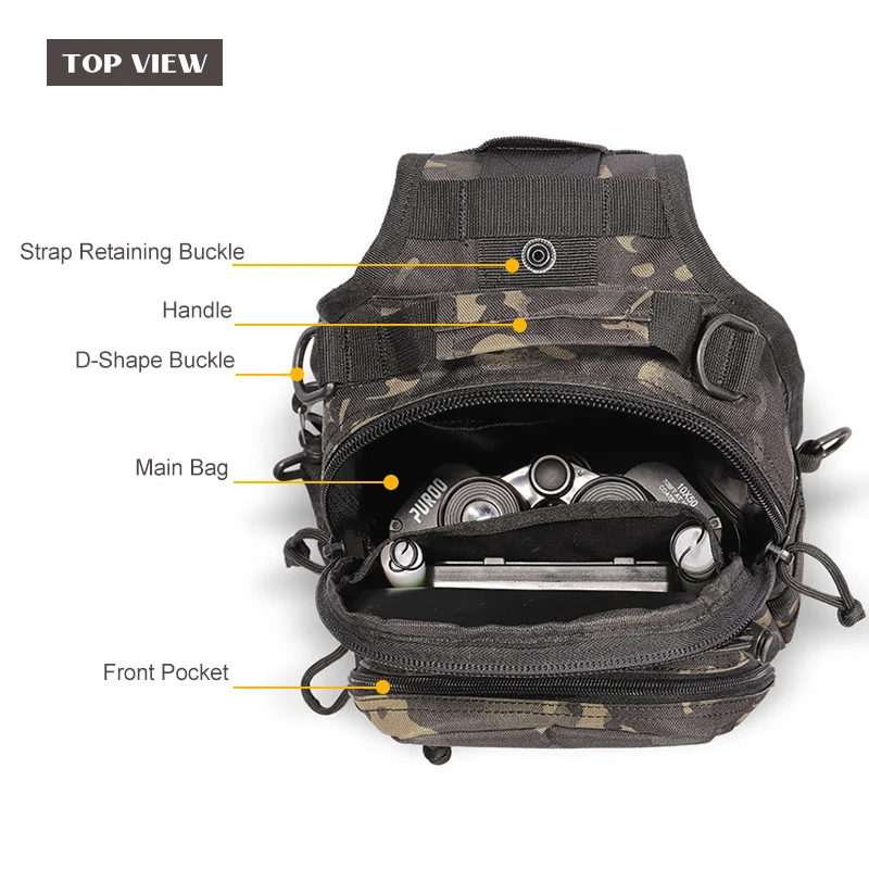 Tactical Chest Bag Small Size Large Capacity 600d Nylon Camouflage Molle System Combat Shoulder Bag for Hunting Accessories