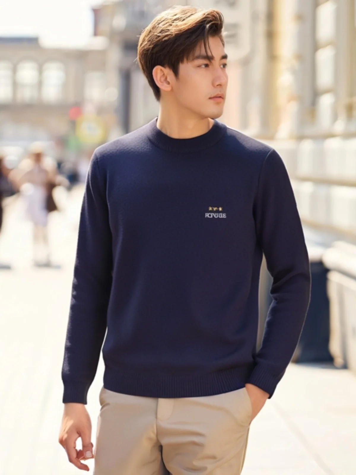 

Мужской вязаный свитер Basic Long Sve Overhead Faion Urban Sle круглый Ne весна осень молодежная мода повседневная внутренняя одежда