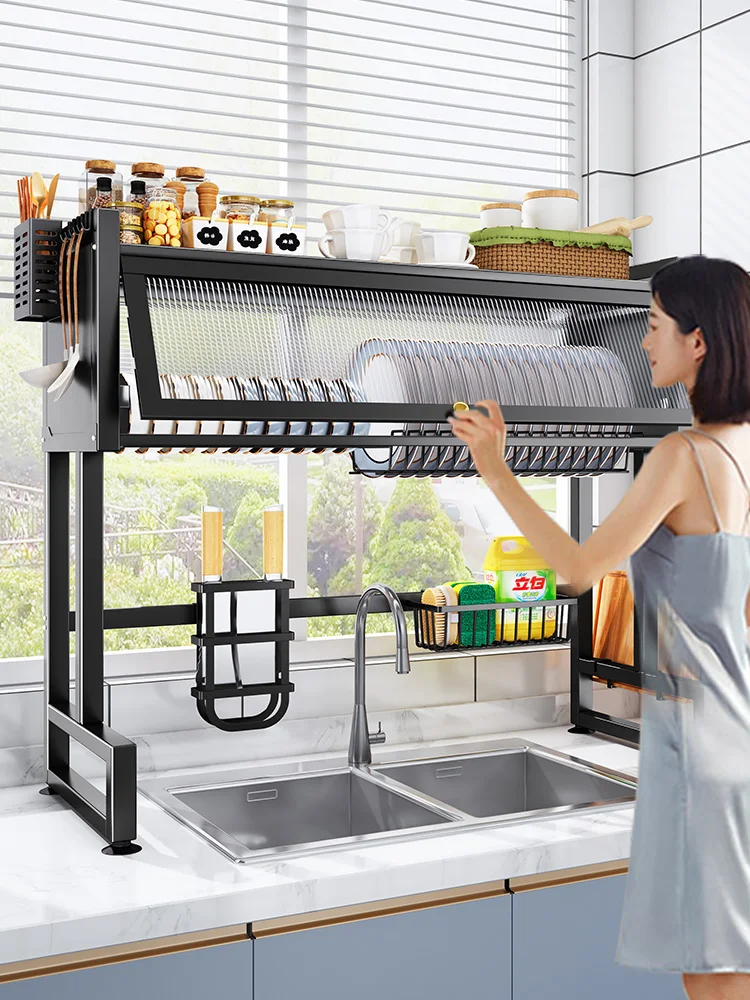 

Многофункциональная сушилка для посуды Shuai Shi: полка для кухонной раковины, подставка для хранения на столешнице, органайзер для мытья посуды в шкафу
