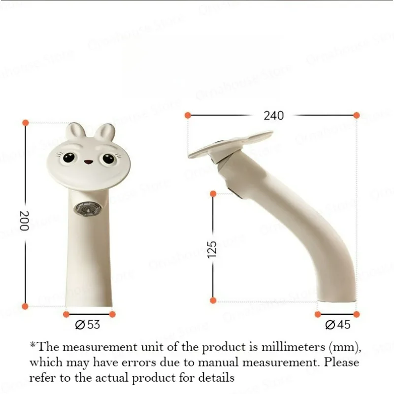 Creative Cartoon Brass Faucet Hot and Cold Sink Rabbit Avatar for Children's Kindergarten Washbasins Faucet Bathroom Faucets