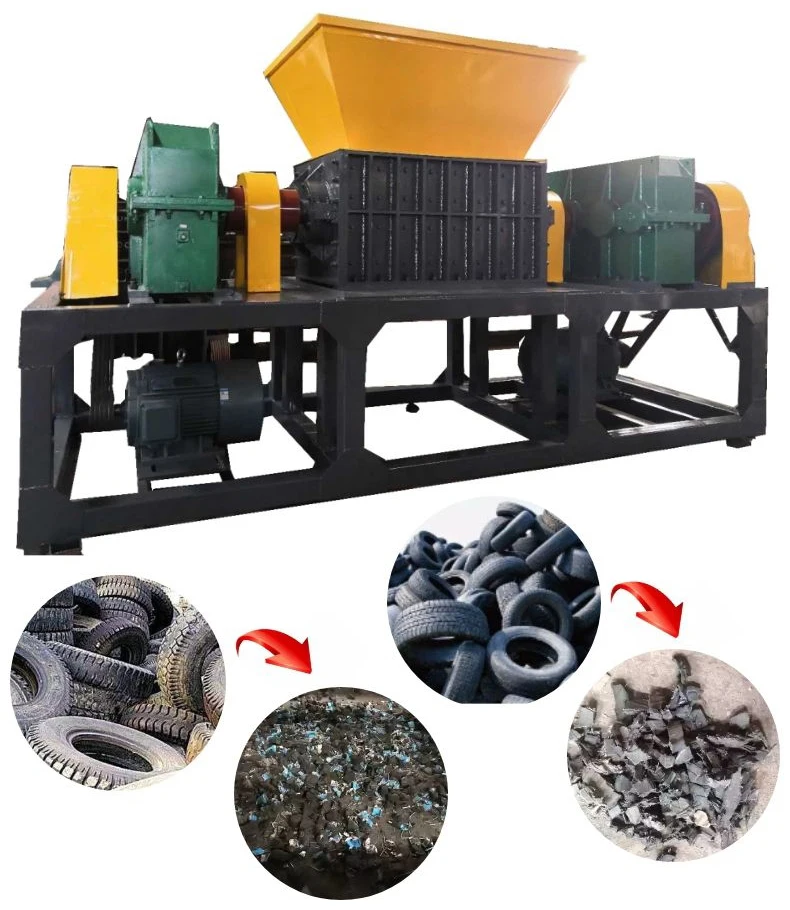 Crusher for Recycling Waste Plastic Film, Rubber, and Tires; Fully Automatic Tire Shredding Production Line