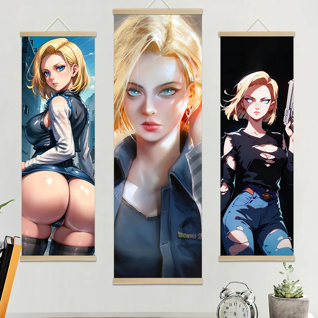 Dragon Ball Super Android 18, постер для спальни, прокрутка, холст, настенная живопись, домашний декор, аниме-плакат, настенное искусство, украшение комнаты