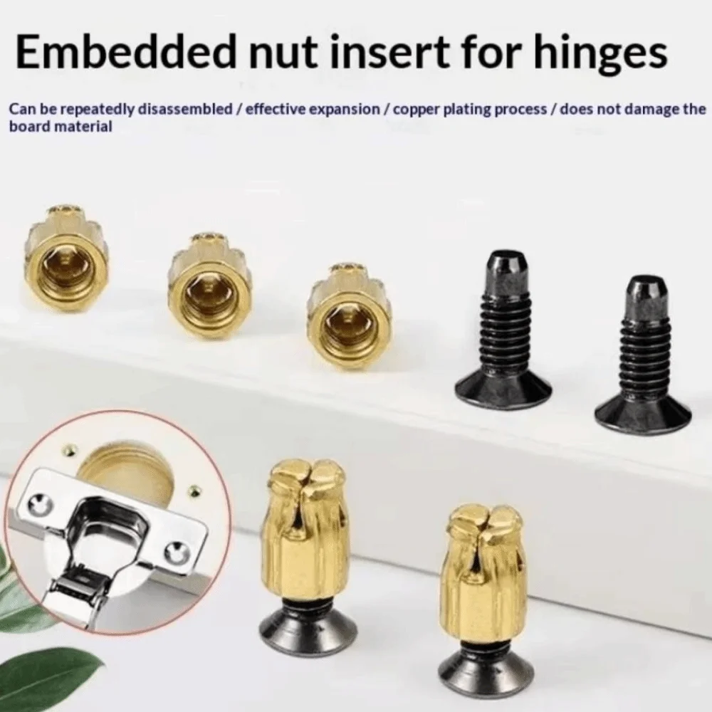 20Set Embedded Parts Cabinet Hinge Nut Screw Reusable Easy Install Drawer Door Repair Tools Practical Stable Structure