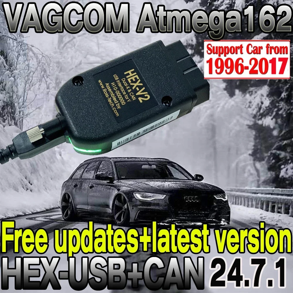 2025 HEX-V2 VCDS VAG COM 24.7 VAGCOM 24.7.1 VCDS HEX V2 USB Interface FOR VW AUDI Skoda Seat Unlimited VINs For 1996-2017