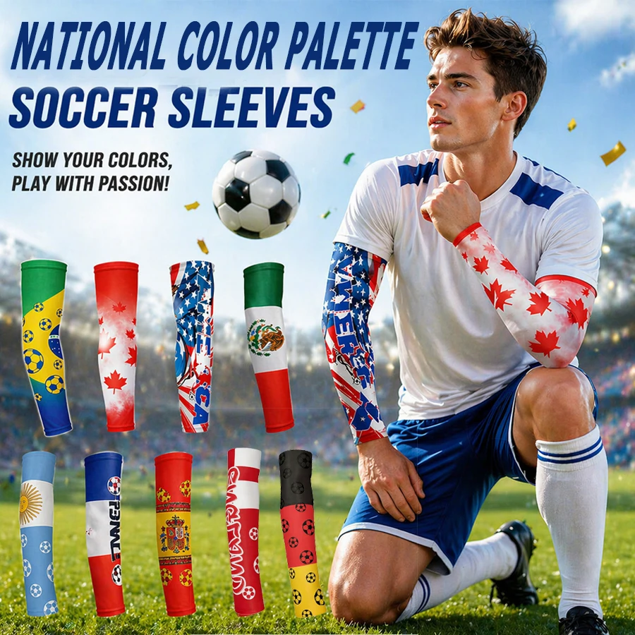 

National Flag Soccer Arm Sleeves, Cooling Sports Arm Covers, Football Fans Compression Sleeves for Men Women