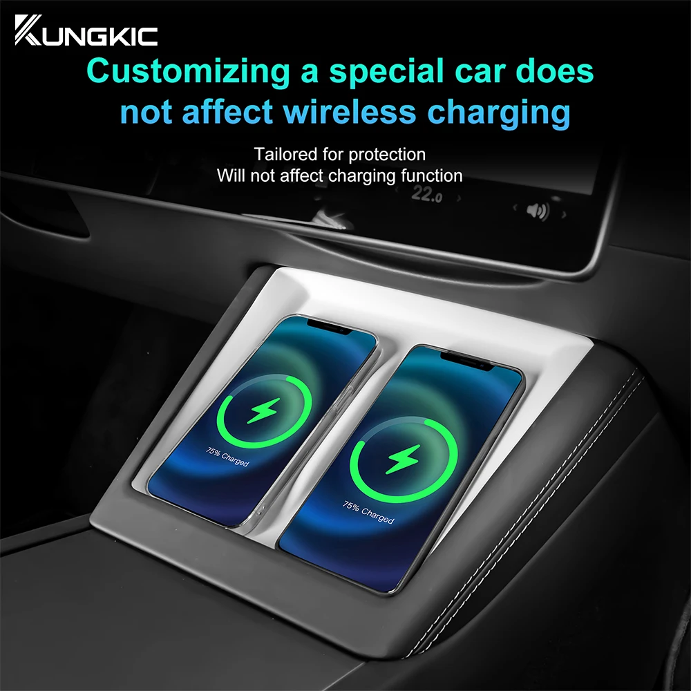 

for Tesla Model 3 Highland 2024-26 Model Y 2025 2026 Juniper Silicone Wireless Car Charging Pad Non-Slip Mat Dust-Proof Charger