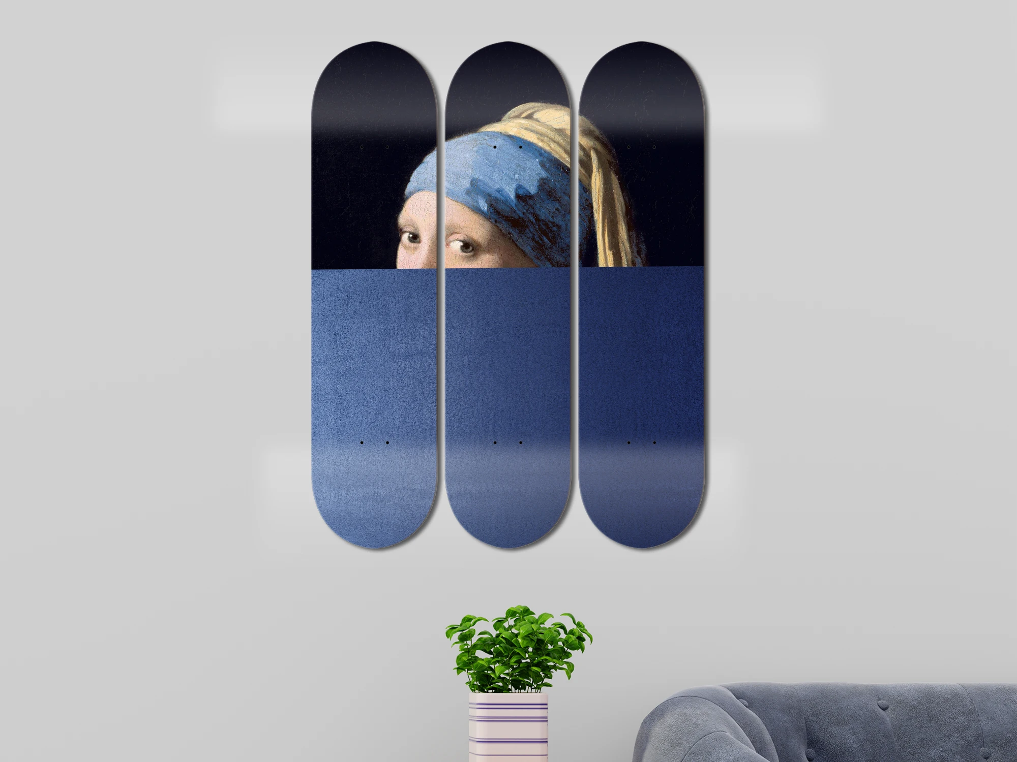 Set of 3pcs Pearl Girl Art Skateboard Wall Art 7-layer Maple Decoration Skateboard Furnish and Decorate for Home Decor