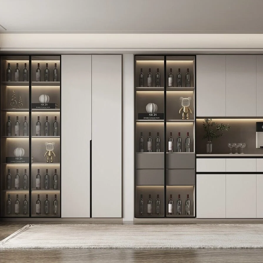 Customized Modern Wood Panel Wine Cabinet for Living Room Make Your Own Perfect Storage Solution with Contemporary Wine Rack