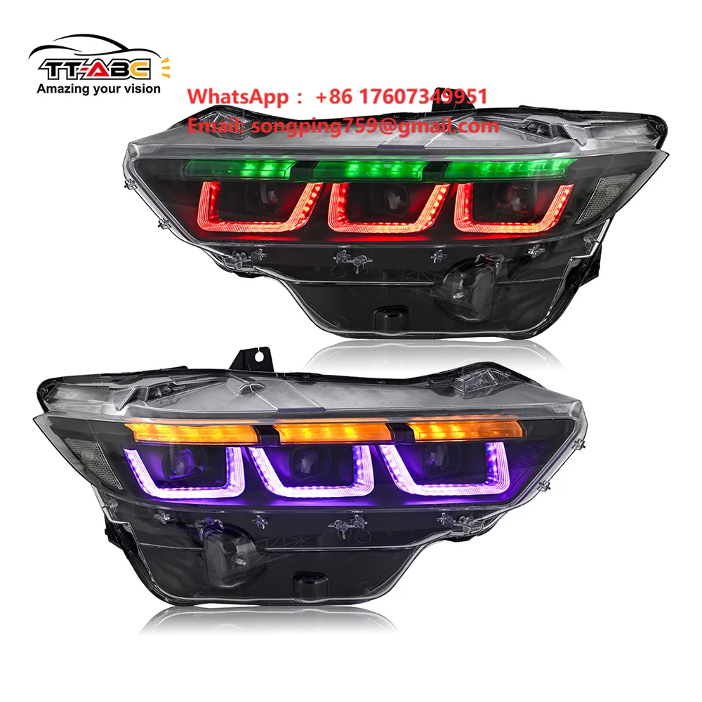 Stylish Head Lamp Daytime Running Light Variable Color RGB 8000K 12V New LED Headlights for 2024-2025 Ford Mustang Headlight