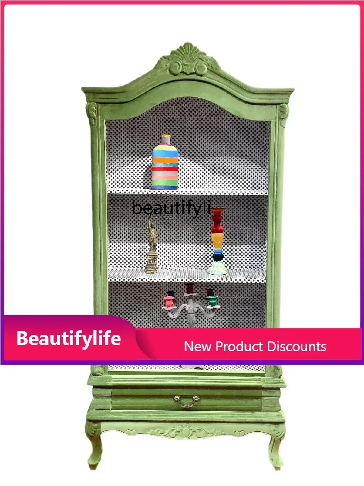 

xzSolid Wood High Cabinet Office French Modern Data Cabinet Living Room Wine Cabinet Clothing Showcase