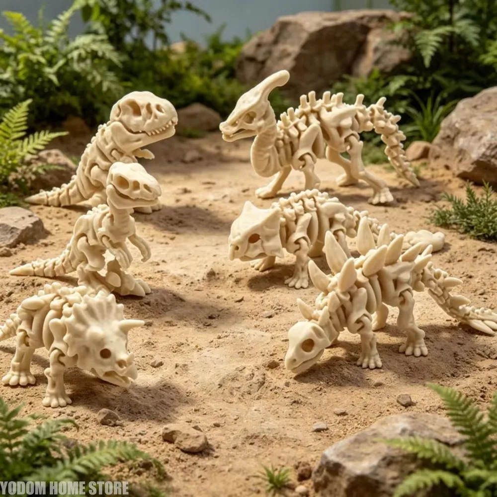 3D Printing Skeleton Dinosaur Animal Full Body Joint Mobility Tyrannosaurus Rex Triceratops Home Desktop Decoration