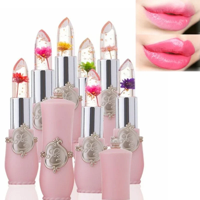 6 Colors Flower Jelly Transparent Waterproof Discoloration Lipstick God Lips Temperature Discoloration  Lasting Lipstick