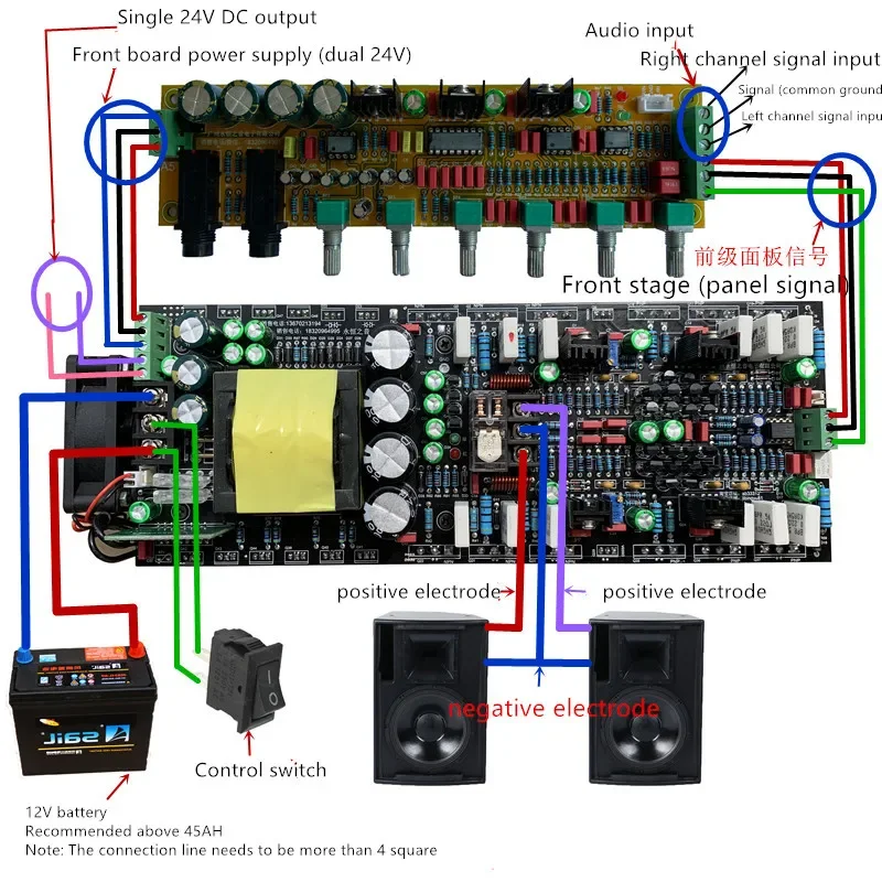 12v Battery High Power Amplifier Board Car Square Dance Trolley Speaker Car 600w + 600w (8 Euro) 1200w + 1200w (4 Euro)