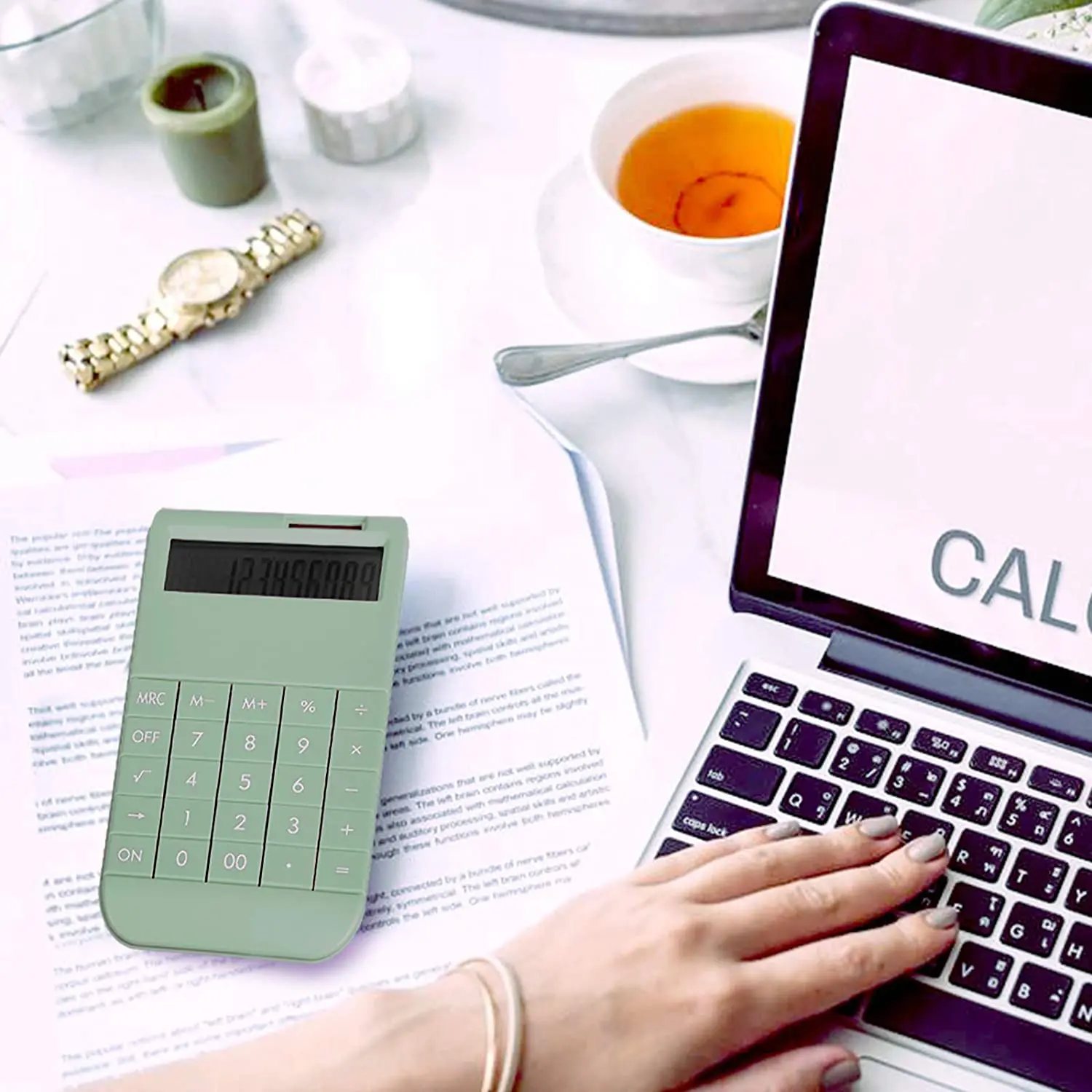 Calculator, Basic Standard Calculator 12 Digit Desktop Calculator with Large LCD Display for Office, School, Home & Business Use