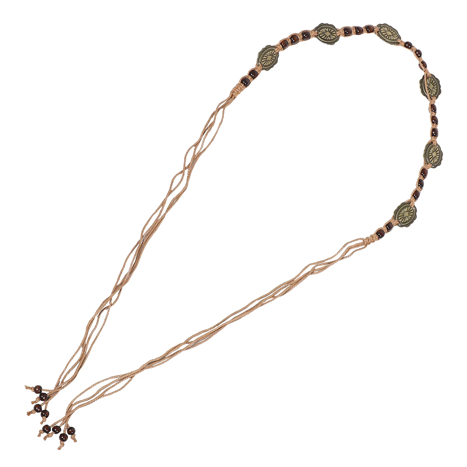 

Boho Belt Braid Rope for Women Braided Dresses Waist Casual Wear Beaded Wood Vacation