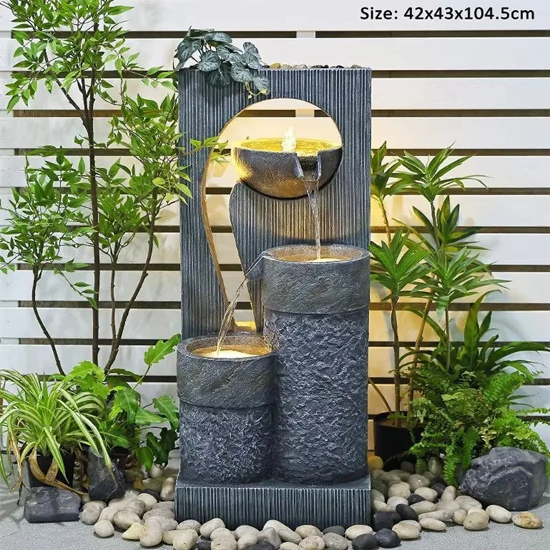 Life-size garden Buddha statue fountain waterfall fountain sculpture, suitable for courtyard garden hotel decoration