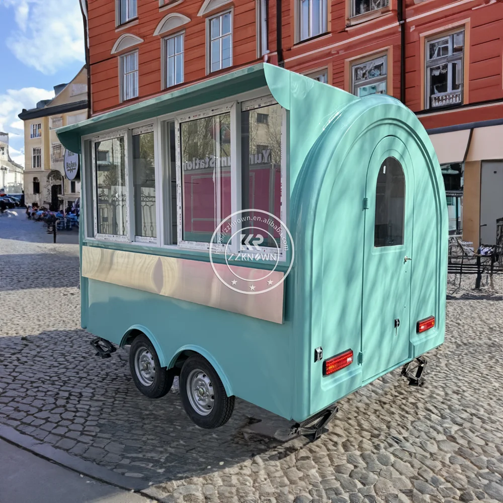 OEM Customized Snow Cone Food Trailer Food Cart  Food Truck Rolling Cart Fast Food Machine Cooking Trailer Red Hamburger Carts