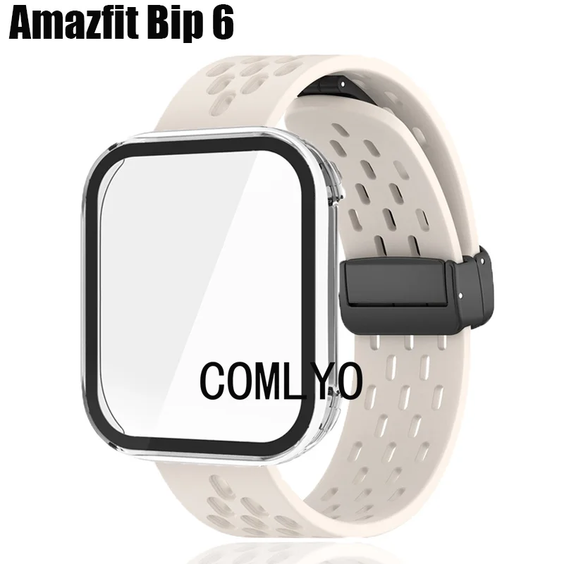 

Для Amazfit Bip 6 bip6 чехол для часов + ремешок силиконовый ремешок защитный ПК полное покрытие против падения бампер ремешок для женщин и мужчин ремень