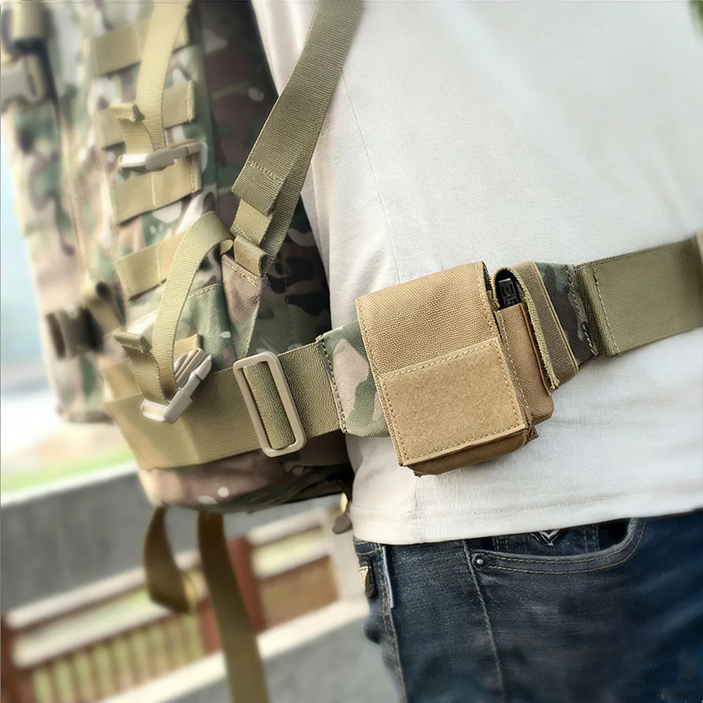 Outdoor Molle Cigarettes + Lighter All-in-One Organizer Belt Cigarette Pouch Convenient Camping Compass Earphone Storage Pouch