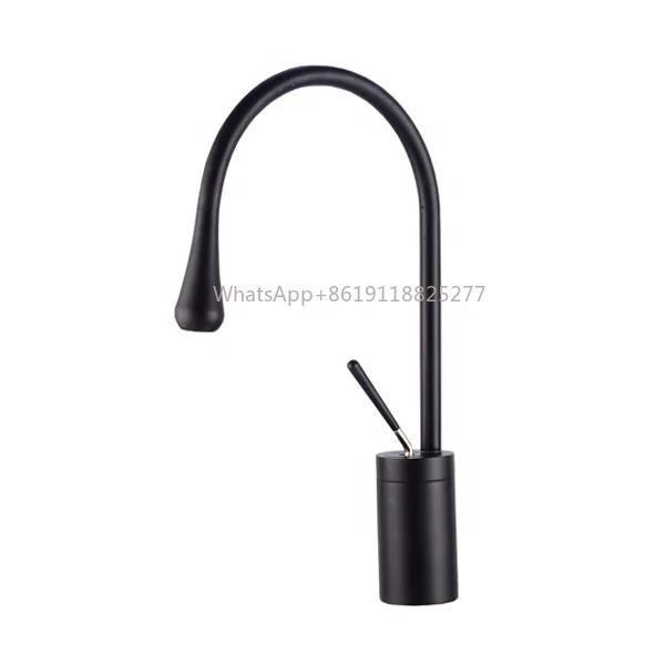 

Sanitary New Design Modern Hot Cold Water Tap Copper Kitchen Sink Mixer Single Handle Brass Luxury Black Kitchen Pipe Faucet
