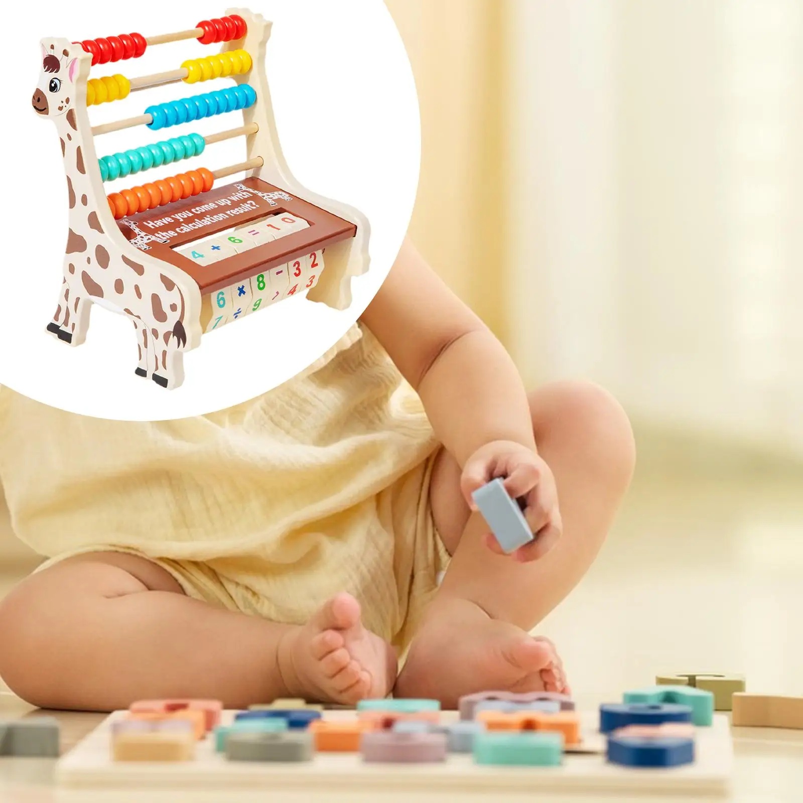 Abakus mit Holzrahmen, 5-reihiges Additions- und Subtraktions-Mathe-Spielzeug, Lernspielzeug für Kleinkinder