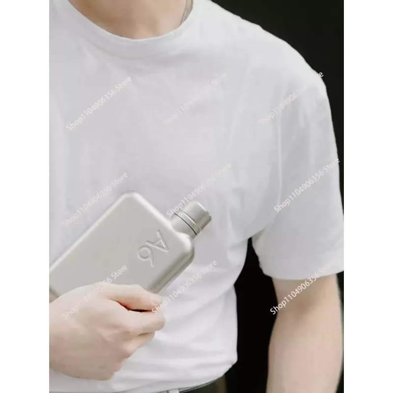 for Stainless Steel Metal Kettle Flat Portable Sports Fitness Travel Water Cup