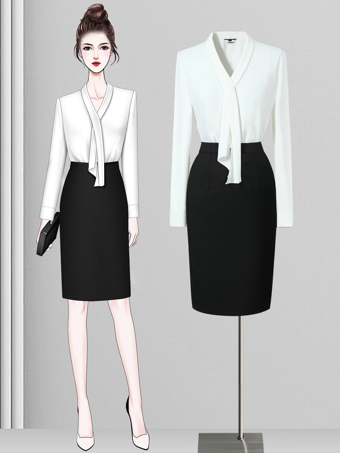 

Professional Long Sleeve White Shirt Women's Fashionable Elegant Age-Defying Office Work Uniform High-End Feelings Sales Office