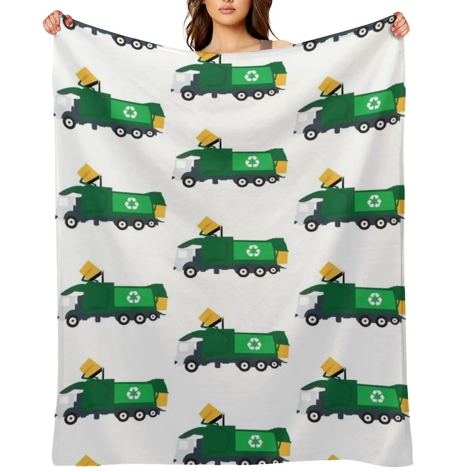 

Recycling Garbage Truck Throw Blanket Flannel Fabric Heavy Giant Sofa halloween Blankets