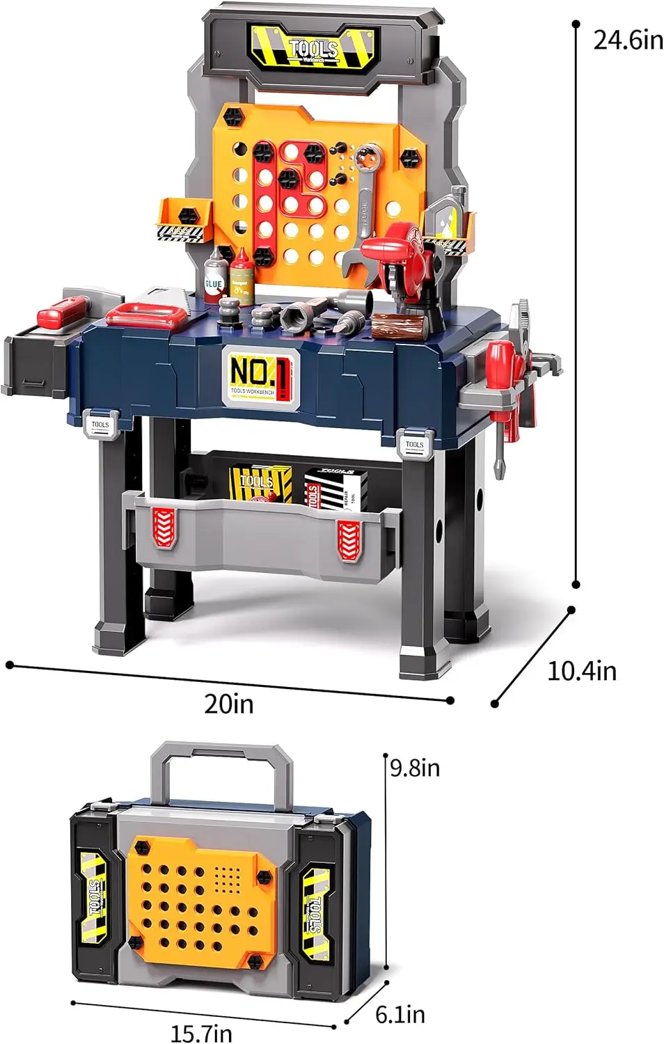 リアルな電動ドリル付きキッズツールベンチ、3～5歳向け建設作業台おもちゃ、3～4歳向け幼児用ベンチセット