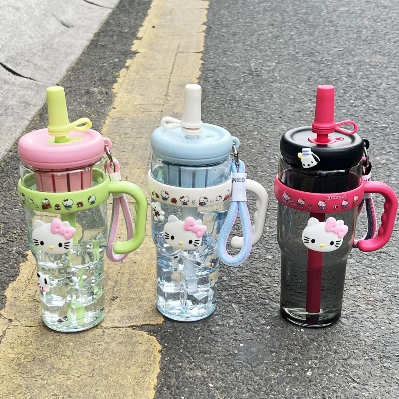 Sanrio Water Cup Hello Kitty Anime Straw Cup Cartoon Cute Large Capacity Outdoor Activities Portable Tea Separation Water Bottl