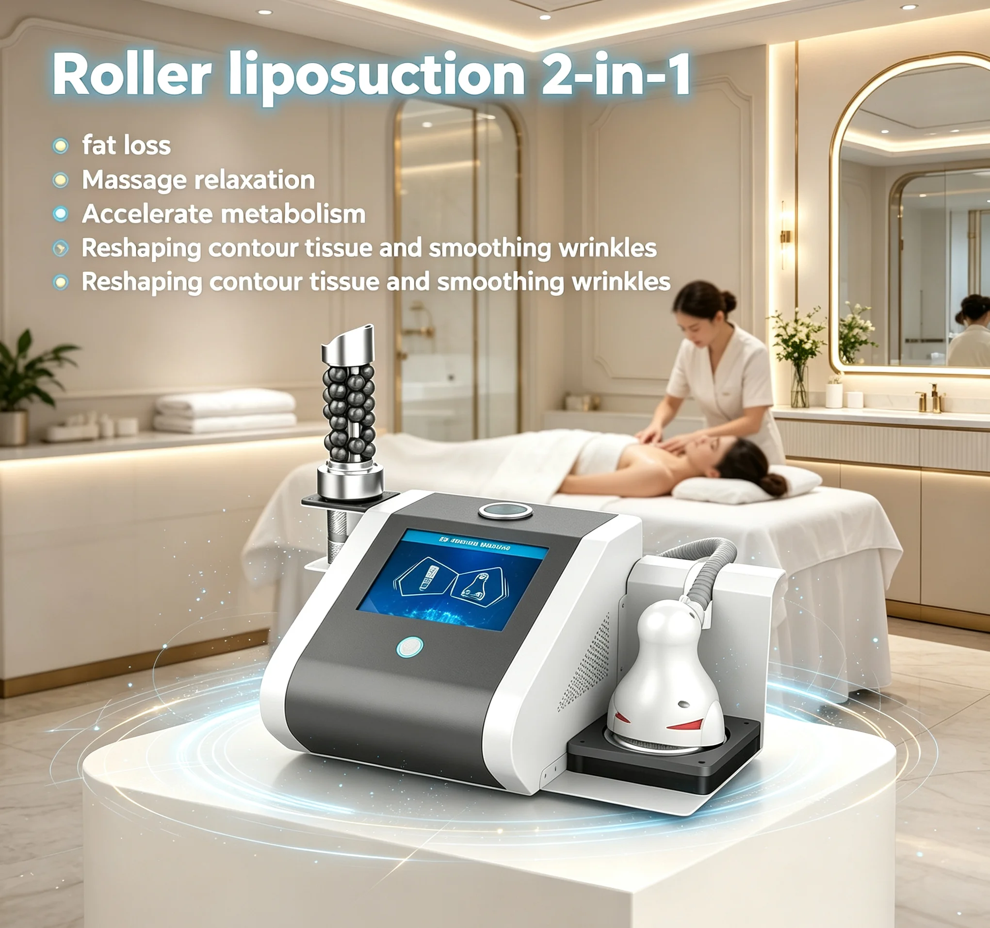 Professional 2 in 1 Inner Ball Vacuum Roller Slimming Machine Non-invasive Massage Relaxation Inner Ball Roller Fat Loss Machine