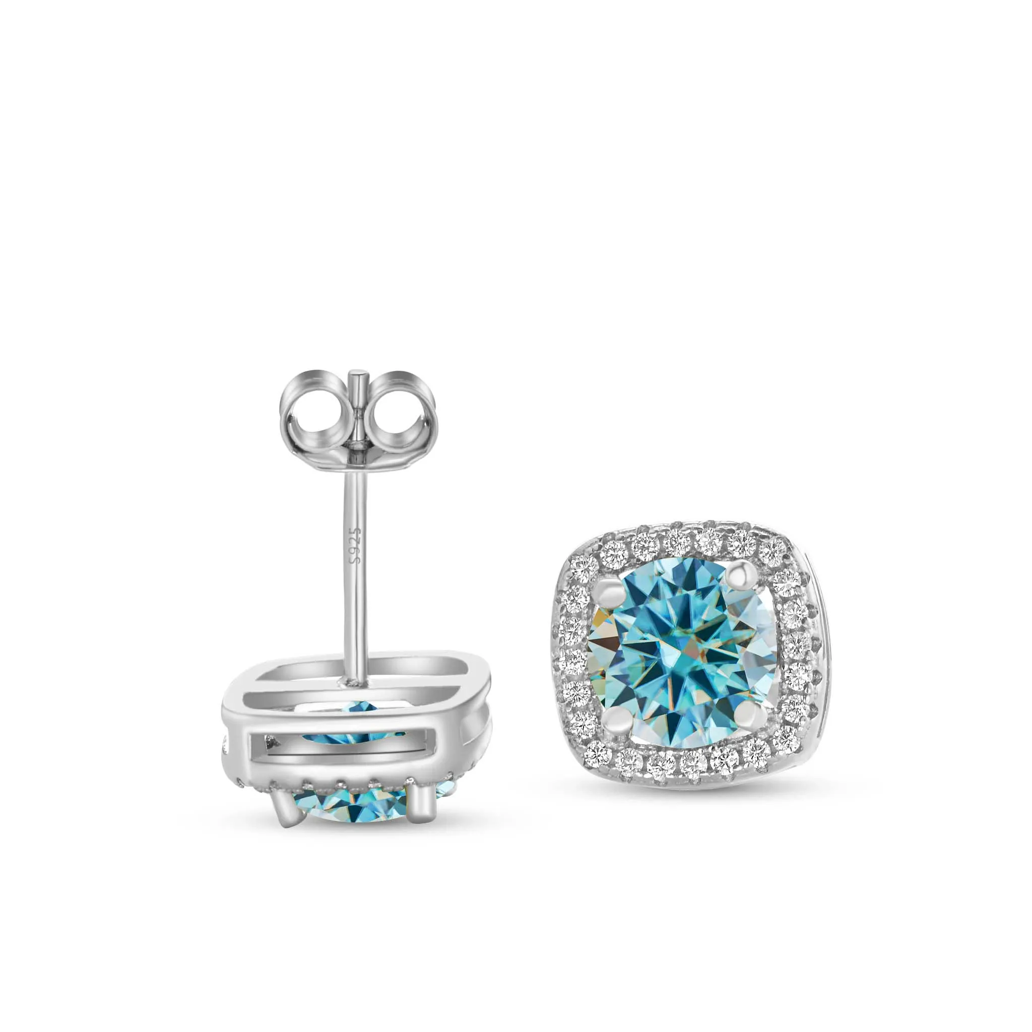 Total 2 Carat D Color 6.5mm Moissanite Stub Earrings For Women Wedding S925 Sterling Silver Plate Pt950 Fine Jewelry Dating Gift