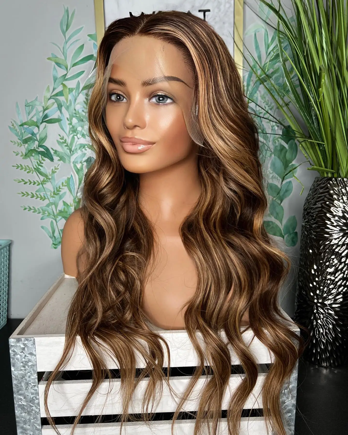 

Women's Long Wave Wigs For Women Synthetic Wig High Quality Brown Dark Root Lace Front Wig Cosplay wig