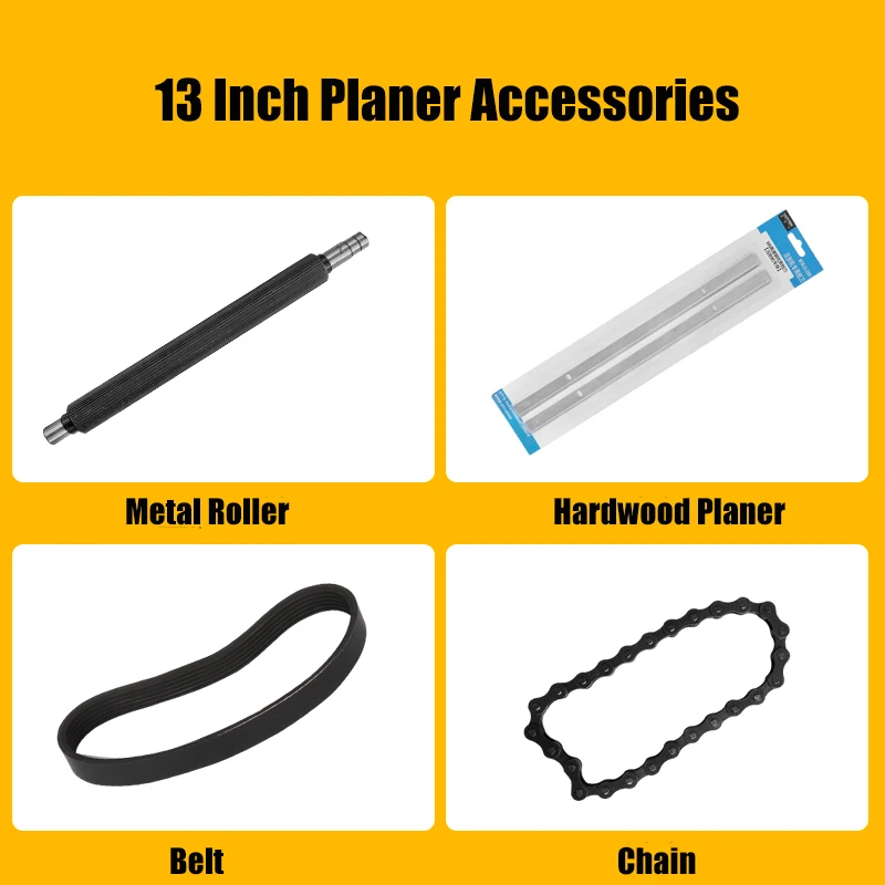 Plaina Chain Cinto Plaina Acessórios Rolo de Borracha Rolo Ferro Escova Carbono para 13 Polegada Carpintaria Plaina
