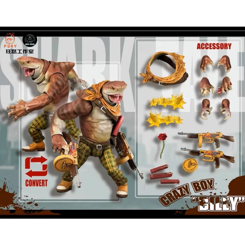 フューリーおもちゃ 1/12 アクションフィギュア アビスパワーシリーズ オリジナル動物モデル サメのおもちゃ アーサー ビリー ジプシー アクセサリー付き 男の子ギフト