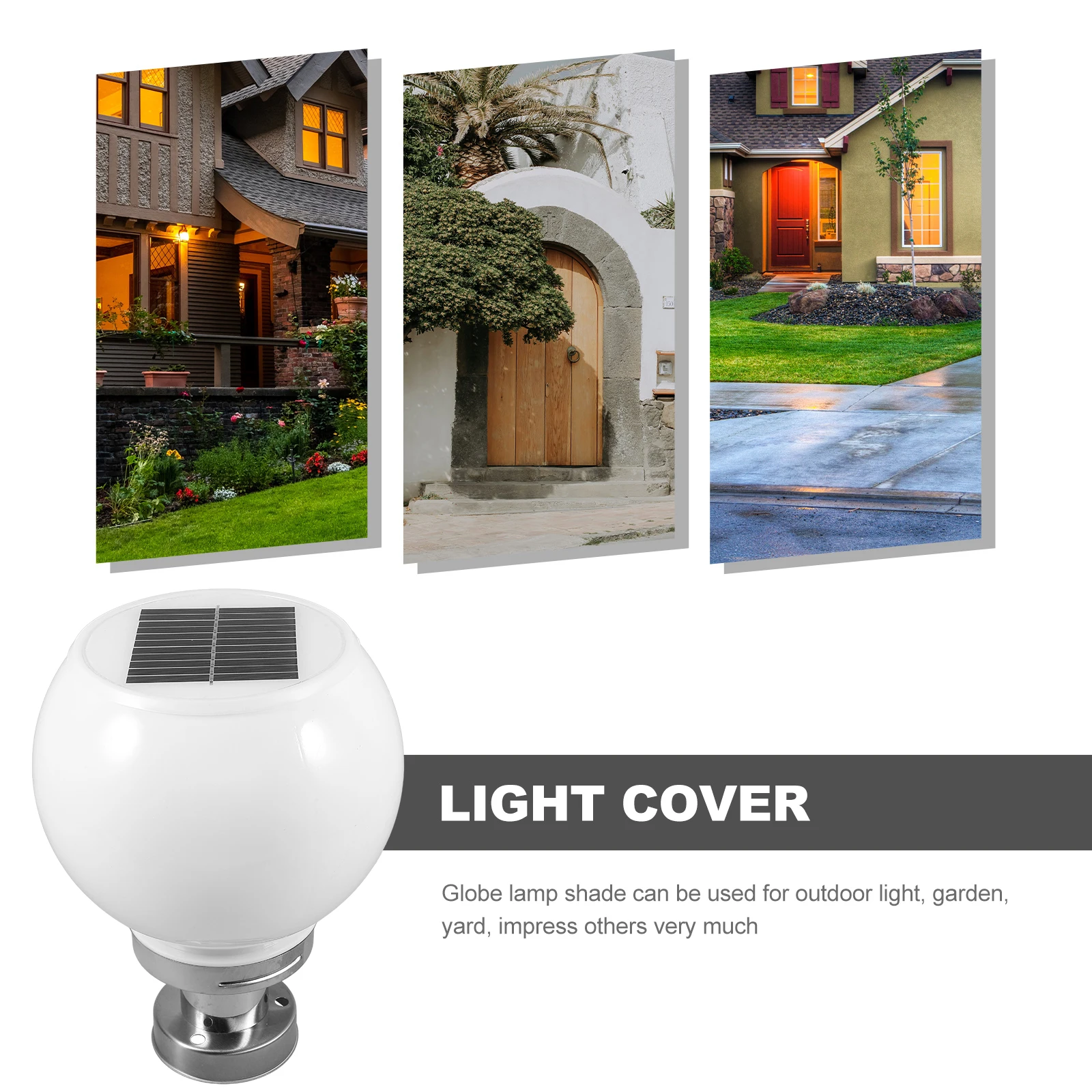 

Solar Powered Column Lights Round Post Lanterns Outdoor Pillar White LED Globe Garden Waterproof Lamp Yard Lighting Solar Light