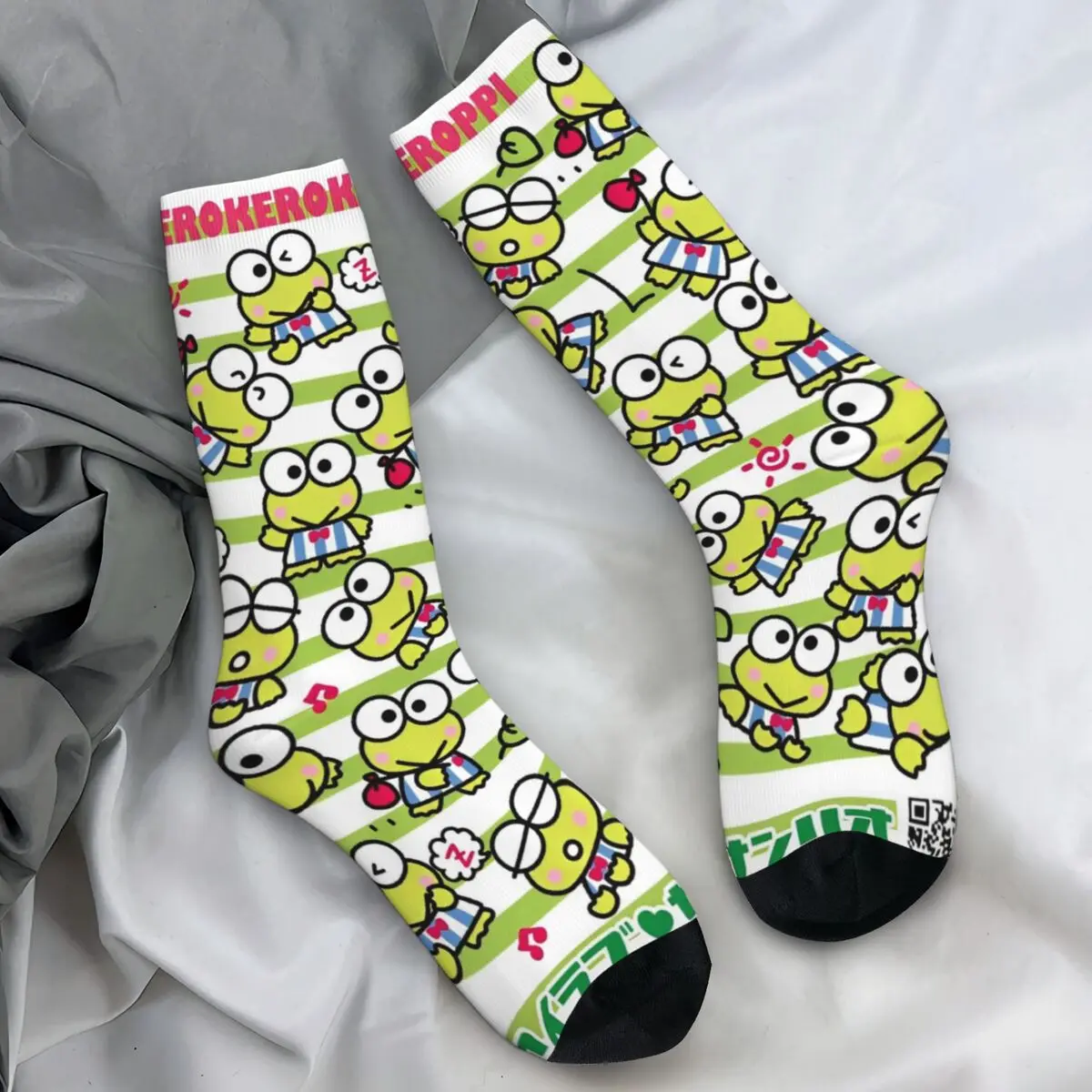 Unisex Men Socks MINISO Keroppi Cartoon Stockings Winter Fashion Comfortable Socks Design Skateboard Non Skid Socks