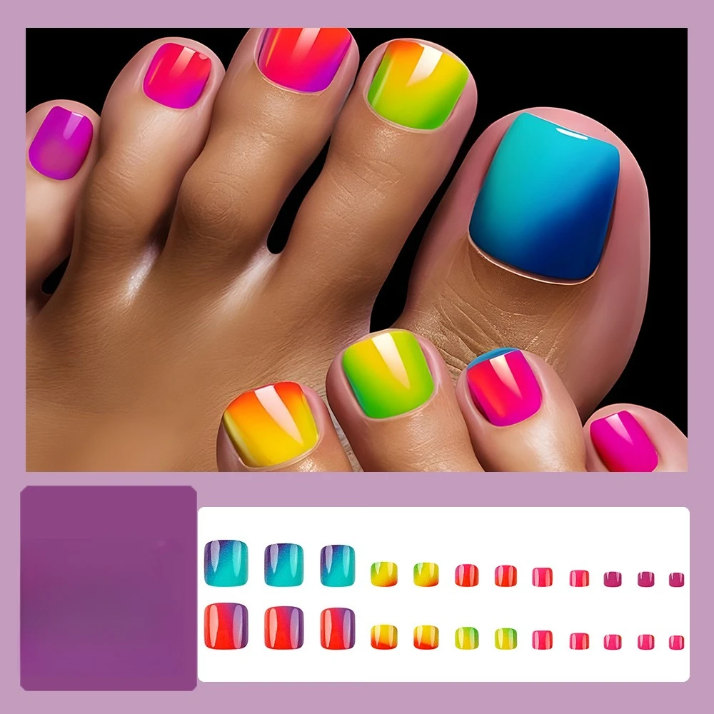 

Sweet and cool manicure sheet rainbow colorful toenail patch finished product gradual change