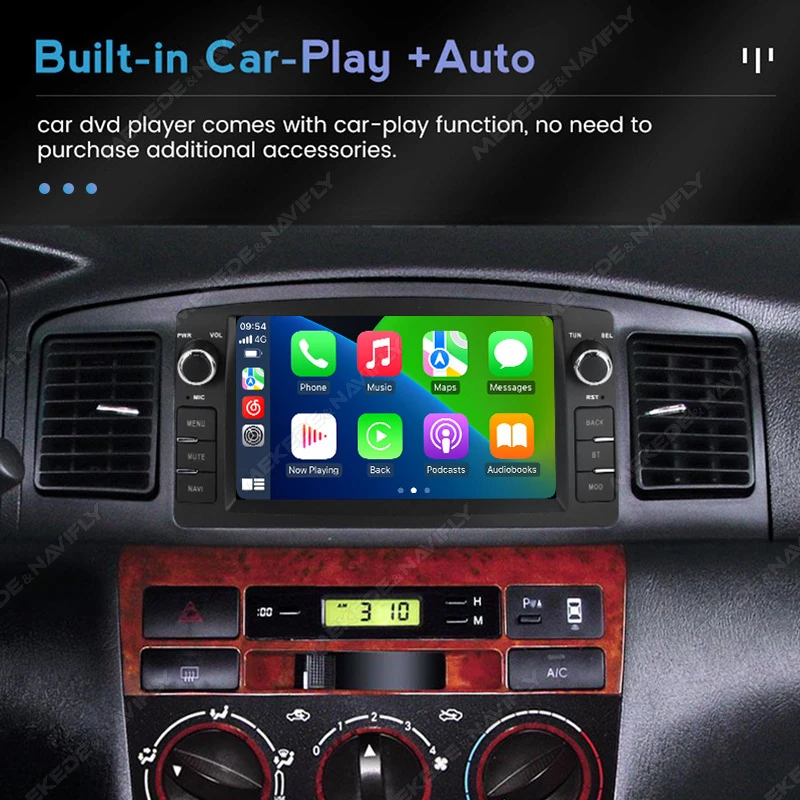 أندرويد 13 راديو السيارة لتويوتا كورولا E120 2003-2006 BYD F3 Carplay مشغل وسائط متعددة 2 Din Autoaudio رئيس وحدة الملاحة لتحديد المواقع