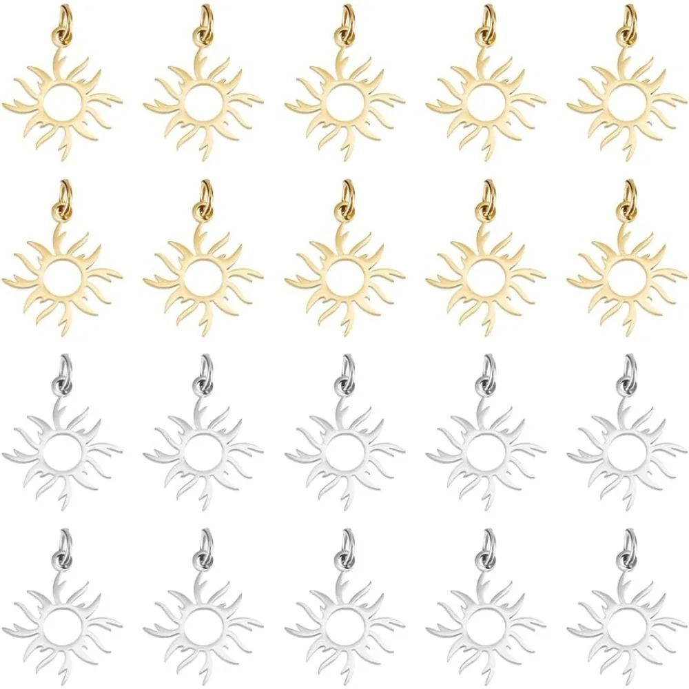 

20Pcs 2 Colors Stainless Steel Solar Eclipse Pendants Vintage en Sun Charm Metal Dangle Earring Charm Craft Supplies