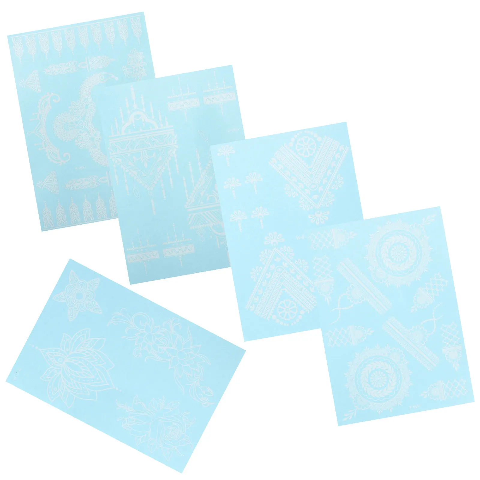 

5 Sheets Temporary Tattoos Waterproof Lace Body Art Stickers for Women 3D Realistic White W569 W833 W0847 W0849 W0851