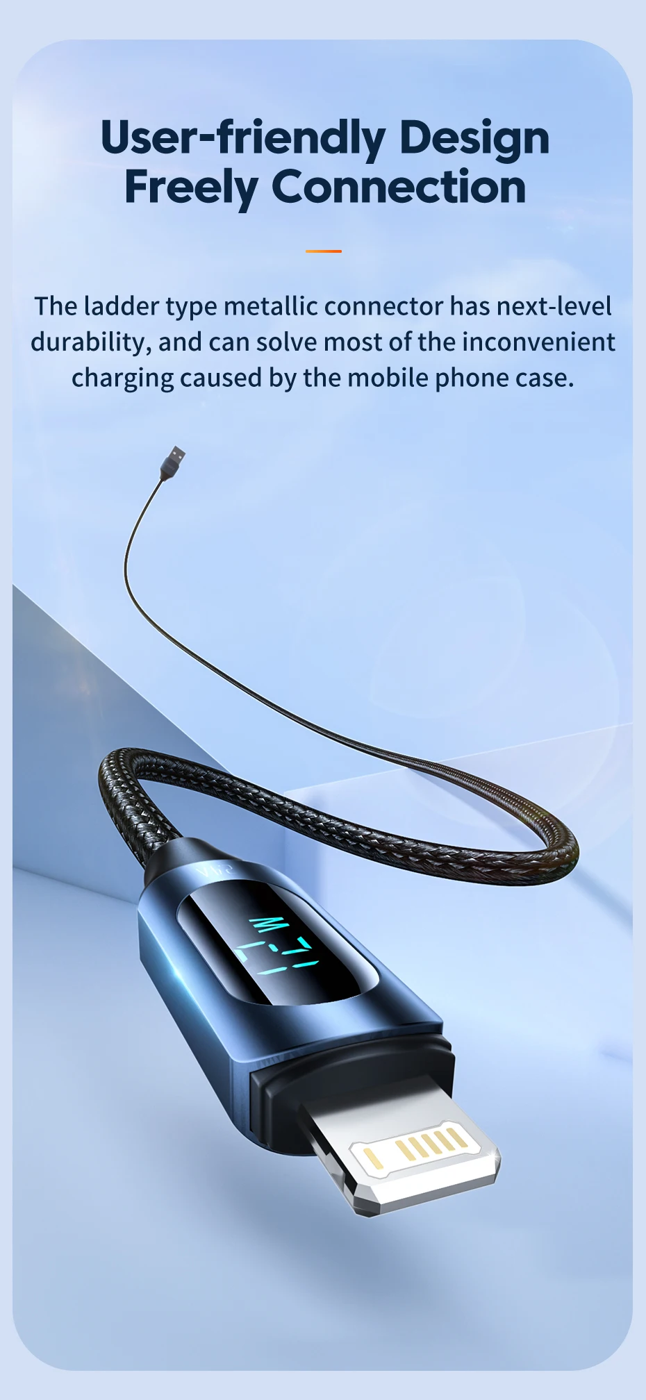 Toocki USB-Lightning-Kabel 2.4A Digital-Display-Kabel für iPhone 14 13 12 Pro Max 8 7 6 5 für iPhone Lightning-Ladekabel – Detail 8