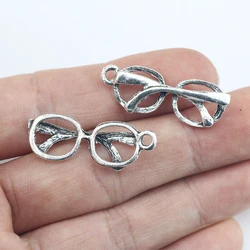 10 sztuk 12*32mm antyczne srebro kolorowe okulary Charms unikalny naszyjnik brelok wisiorek w stylu Vintage dla DIY tworzenia biżuterii hurtowo