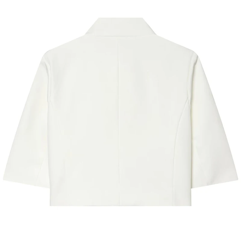 HXAO Crop Weiße Jacken Damenjacke Frühling Sommer 2026 Asymmetrische Knopfleiste Kurzarm-Oberbekleidung Schicke Streetwear Blazer für Frauen – Detail 5