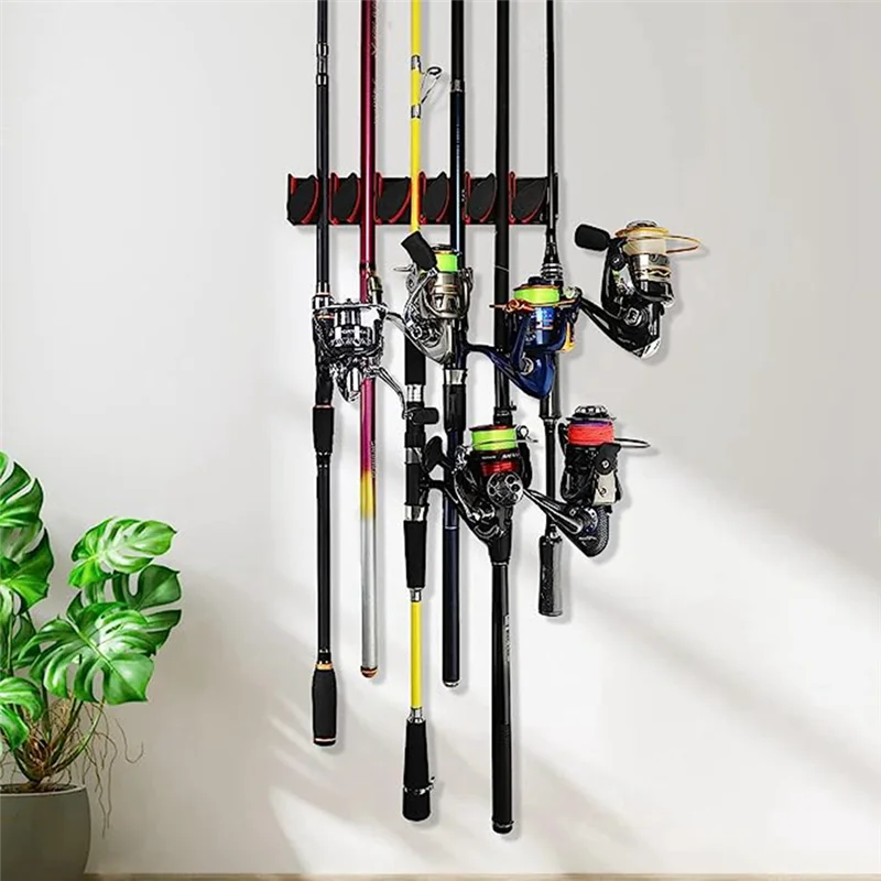 

Wall Mounted Fishing Rod Racks Ice Fishing Rod Racks Black&Red For Garage, Fits Most Of Fishing Rods