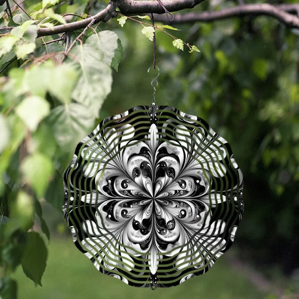 CIFbuy Iron Wind Chime 3D Rotating Vortex Pattern Hanging Ornament Colorful Outdoor Garden Patio Window Yard Decor Spinner