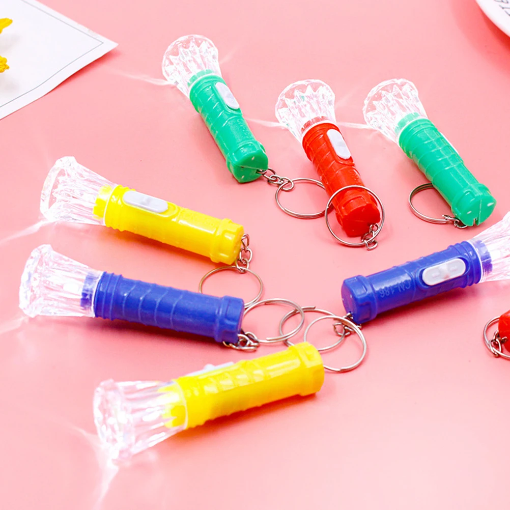 13pcs Mini Flashlight Torch Plastic Transparent Bright Color Keychain Flashlight For Birthday Gift