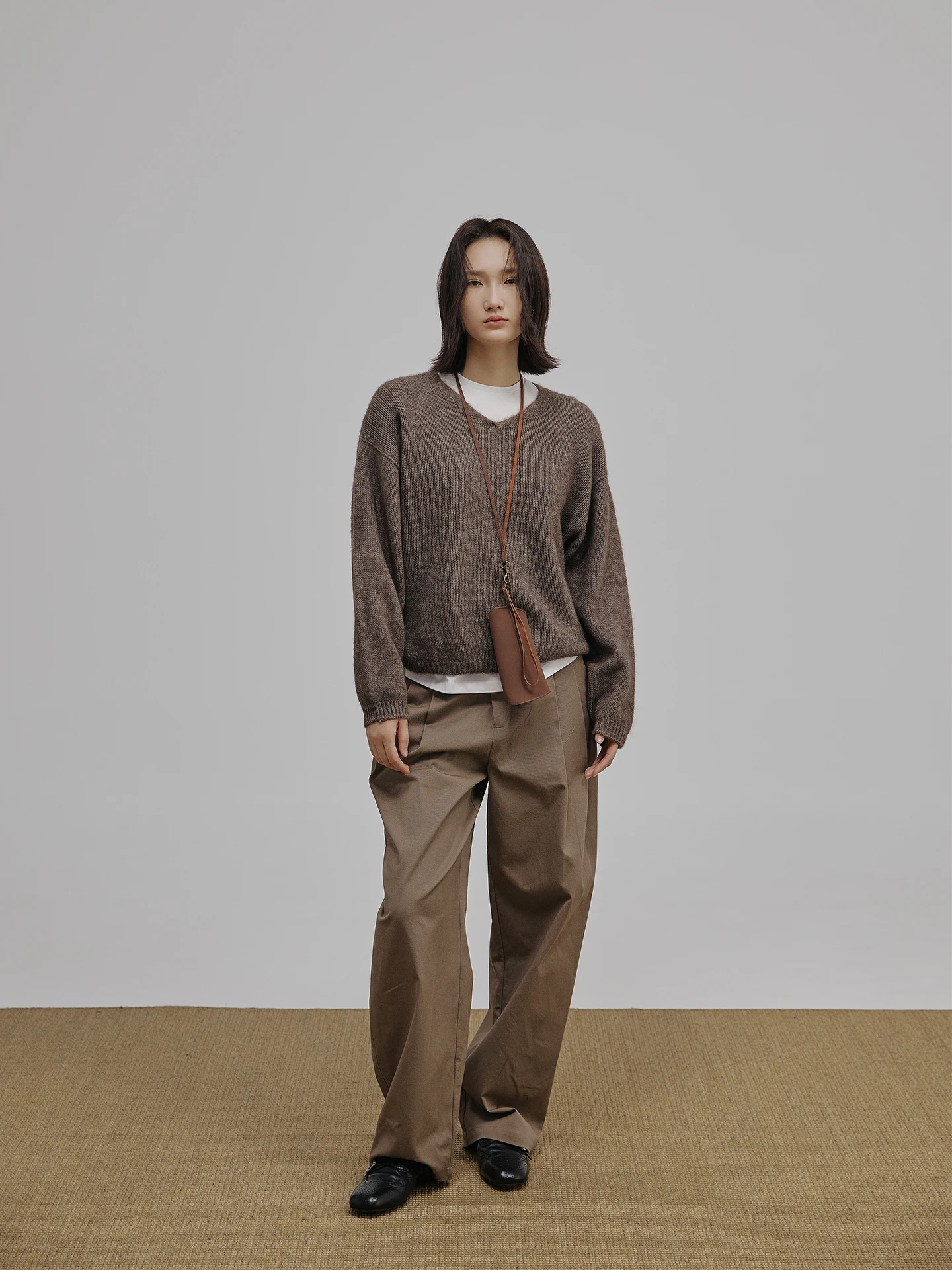 

Женский свитер VKI Noon Time из тибетской шерсти яка, с длинными рукавами, свободного кроя, с V-образным вырезом, комфортный, теплый, осенне-зимний, модный, повседневный стиль