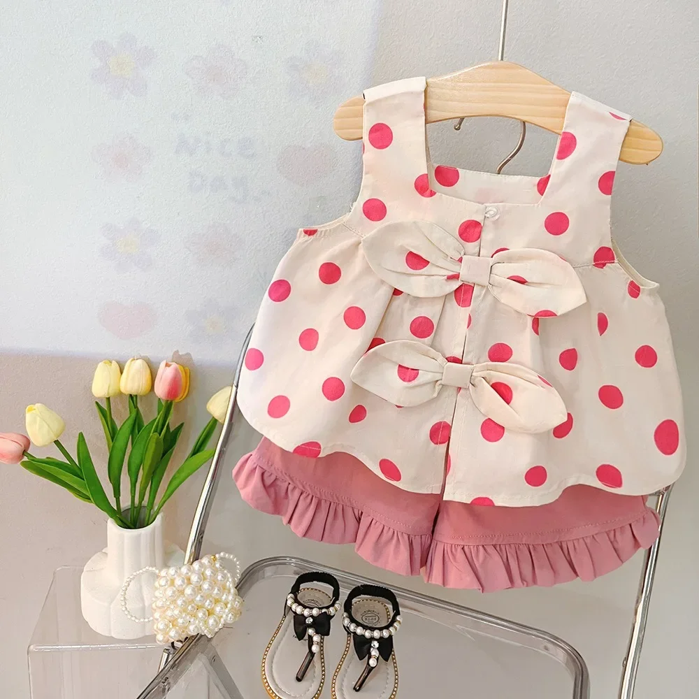 Summer Children Clothing Sets Baby Girls Bow Tops Shorts 2 Pieces Suit Infant Clothes Outfits Kids 1-4 Years Princess Costume