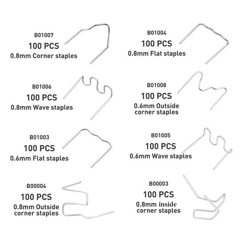 

800Pcs Automotive Plastic Repair Welding Nail Standard Pre Cut Wave Hot Staple For Car Bumper Bodywork Repair Machine Hot Staple